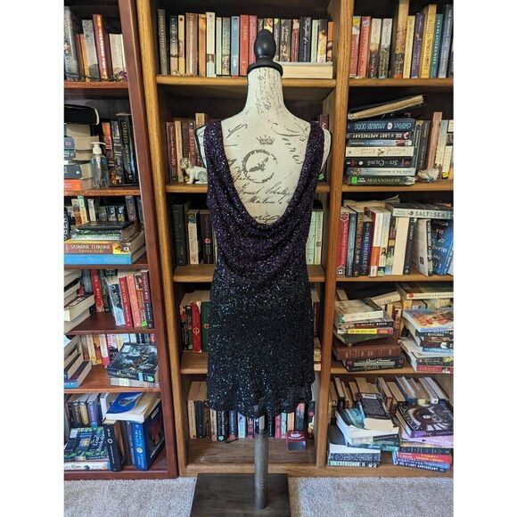 Pamella Roland Women’s Size 10 Purple Sequin Party Dress Mini Gown 100% Silk - Picture 2 of 7